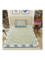 Monik Handicrafts Multicolor 104 TC Jaipuri Prints Cotton Single Bedsheet