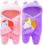 Pandaoriginals Unicorn Pink, Purple Cotton Bath Towels for Baby Boys and Girls (30 x 35 inch) Pack of 2