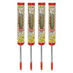 Mazic Super Comfort Floor Broom Stick, Indian Brush Jhadu with Long Handle, Floor Broom Made of Natural Grass No Dust Broom for Home, Kitchen, Garage, Pantry, School, and Office, (Pack of 4, Silver)