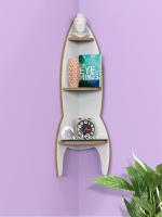 Home Sparkle Light Brown Rocket Shaped MDF Wall Mounted Floating Shelf 11 x 7 x 24 inch