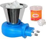 See Inside Stainless Steel Metal Electric Kapoor Dani Stand With Kapoor(Camphor)| Incense Burner | Dhoop Burner | Aroma Diffuser For Home | Temple | Office Plastic Incense Holder (Blue)