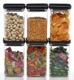 Spedimax Unbreakable Air Tight Square Plastic Containers Set for Kitchen Storage 1100ml Kitchen Container, Storage Containers, Container Sets, Plastic Grocery Container, Air-Tight Design (Black, 3)