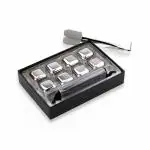 YUXANA Steel Whiskey Stones for Gifts, High Cooling Whiskey Rocks, Reusable Metal Ice Cubes, Chilling Stones, Wine Cooler for Drink,Bar Accessories W/Tongs & Freezer Tray Whiskey (Pack of 8)