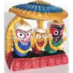 ONLINE BUSINESS Neal exclusive Marble Craft Jagannath Balaram Subhadra For Puja / Home Decor / Drawing Room/Car Dashboard / Study Table / Gift Size (3 x 3) Inch Blue Red Decorative Showpiece - 10 cm (Marble, White, Yellow)
