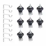 GLOXY Stainless Steel Brackets Parda Holder with Support 1 Inch Curtains Rod Pocket Finials Designer Door and Window Curtain Holders and Rod Support Fittings (Pair of 4, Black)