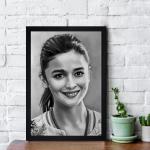 INTEXTURE GALLERY 99 Black Frame Alia Bhatt Texture Paper Art Print WithoutGlass,Black In White ,Perfect for Home Decor, For Living Room, Bed room, Office, Hotel,wall decoration 20x14| Large. Set of 1 Black In White