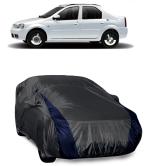SHIVRAT Presents Semi Waterproof and Dustproof Car Body Cover Compatible With Mahindra Logan Edge All Variants_Grey & Blue design With Mirror Slots