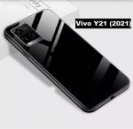 Zybux Vivo Y21(2021) Black Glass and Silicon Mobile Back Cover