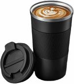 S Satisfyshop Coffee Mug with Lid & Sleeve, Double Wall Insulated Stainless Steel Mug for Coffee & Tea, Hot & Cold Tumbler, Durable Coffee Mug