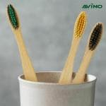 Avino Organic Bamboo Toothbrush Eco Friendly Wooden Vegan Toothbrushes For Sensitive Gums Set Of -3