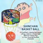 Asian Shinchan Basketball with Net for Kids | Plastic Board|Hoop Hangable Wall Hanging Basketball Net With Ball For Kids 3 Years Kids |-Multicolor