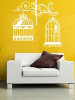 Trends on Wall White Vinyl Bird cage of Decoration Design Wall Sticker 99 x 94 cm