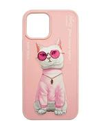 TREEMODA Nimmy 3D Embroidery Leather Pink Swag Cat Back Case Compatible with iPhone 12 Mini.
