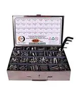 Epi-Torque Grade Button Head Screws Nuts, Bolt, Washers With Allen Keys - Metric M6 M8 M10 M12 Stainless Alloy Steel 202 Assortment Kit Set With SS Box (Pack of 855)