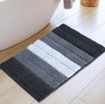 Weave Arts Luxurious & Super Soft Modern Striped Microfiber Bathmat for Floor, Non Slip Mat for Bathroom 40x60 Cms, Black