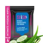 Svish On The Go Intimate Hygiene Wipes For Women| Skin-Friendly pH | Paraben & Sulphate Free | Prevents Odour, irritation in intimate areas (pack of 4, 40 Wipes)