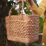 ARDPURE_Handcrafted Natural Wicker (Water Hyacinth) Braided Tote Bag (15 x 11 x 5 Inches)