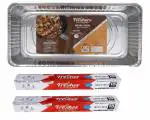 Freshee Disposable Aluminium Baking Tray & Foil Roll, Pack of 2 x 15m Each Heavy Duty Foil Roll Paper With 9000ml 3pcs Full Deep Container without Lid for Food Storge, Wrapping, Parcel,Packing