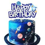 Festiko Space Birthday Cake Topper Astronaut Rocket Cake Decoration For Kids Birthday Party Supplies
