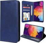Unistuff Faux Leather Back Case Flip Cover for Samsung Galaxy A50 with ID Card Slot | Foldable Kickstand | 2 Card Slot | 1 Cash Slot - Executive Blue, 61314