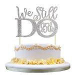 Festiko Glitter Silver 25th Anniversary Cake Topper We Still Do 25th Vow Renewal Wedding Anniversary Cake Topper