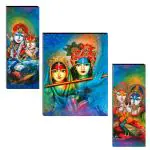 Indianara Set Of 3 Radha Krishna Art Mdf Art Painting (1414Fl) Without Glass 4.5 X 12, 9 X 12, 4.5 X 12 Inch