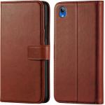 Slugabed Flip Cover Back Case for Vivo Y1s | Leather Finish | Inbuilt Stand & Pockets | Wallet Style Flip Back Case Cover for Vivo Y1s (Brown)