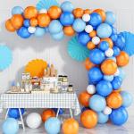 RG Accessories White, Blue, Orange Rubber Solid Super Sonic Decoration Balloon Kit For Birthday, Baby Shower, Wedding Balloon (Pack Of 72)
