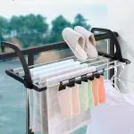 VMITRA 1 Pc Foldable Drying Rack, Indoor/Outdoor Easy Install Folding Clothes Towels Drying Rack Shoe Rack Hanging on the Door Bathroom Windowsill Guardrail Corridor Balcony ( Random Color )
