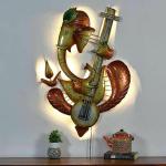 Antaryuga Multicolor Metal Exito Ganesha Wall Art With Veena And Led Lights Wall Art, 60 X 5 X 88 cm