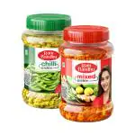 Ram Bandhu-Mixed Pickle 1Kg, Chilli Pickle 1Kg | Achar | Lonche, Pack Of 2 (1Kg x 2) 2Kg
