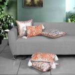 ODE & CLEO Diamond Shape Foil Print & Contrast Welting cushion Covers With Zip Closure 45 * 45 & 35 * 50 CM (Pack of 5)
