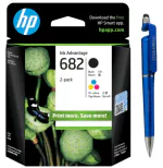HP 682 Color/Black Ink Cartridge Combo 2-Pack With ITGLOBAL 3in1 Multi-Function Pen