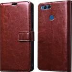 RUPELIK Honor 7X Vintage Leather flip Case Cover| Inside TPU with Card Pockets Wallet Stand Magnetic Closure 360 Degree Complete Protection Vintage Flip Cover for Honor 7X - Brown