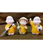 Revive Handcrafted Little Monk Set | For Health, Wealth, Success, Home and office Decor | Can be use for Birthday and Return Gift - 7 cm