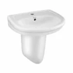 PARRYWARE SHINE Series Half Pedestal WASH BASIN (White) With Faucet Hole | 280x200x370mm, Semi Circle | Ceramic Basin/Sink for Bathroom, Living Room | NOT Table / Counter Top | C042A1C