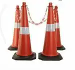 HIIAR PRECAST AND CONCRETE CO. Traffic Safety Cone Height Red With Meter Chain Red And For Parking Construction Industries Hospitals Malls Etc (pack of 4) -d3