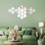 WallWear Mirror Sticker for Home Decoration | Mirror Finish Wall Stickers | Pack of (18 Hexagon Silver) -Self Adhesive Acrylic Sticker, Mirror Stickers for Home & Festivals Decoration