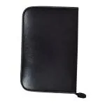 CAMPIO Black PU Leather Interview Portfolio Professional Certificate, Document Organiser Zipped File Holder with 20 Leafs