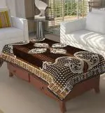 TRUE PAISA Printed Center Table Cover For Living & Dining Room - Table Cover Cotton 4 Seater Premium Rectangular Table Cloth - Washable Floral Print Center Table For Kitchen, 40 x 60 Inches, Brown Leaves