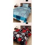 dehati store 180 TC Polycotton Single Printed Flat Bedsheet with Pillow Cover|Bedsheet Size-225 cmx 150 cm (Pack of 2, Multi)