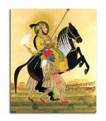 Tamatina Multicolor Rajasthani Phad Art Unframed Maharaja Sangram Singh Canvas Painting - 24X20 Inch
