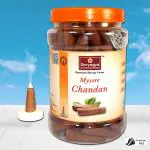 Devyagya Mysore Chandan Dhoop Cones | Premium Cones | Charcoal Free | Mysore Chandan Dhoop | Chandan Dhoop | 250G | Dry Cones | Sandalwood Dhoop | Long Lasting Fragrance for Home, Office and Meditation | Large Jar Pack