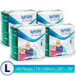 lyfcare Adult Pull -Up Pants Diapers ,Large-40 Pieces (Pack Of 4, Each 10 Pieces) , Waist Size (75-100 Cm | 30 -39 Inch)