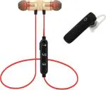 TIGENECY Wireless Bluetooth Headset (Black, Red) Pack of 2