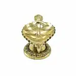 pujaNpujari Leaf Shape Brass Diya on Round Base/Oil Lamp for Diwali Decoration/Deepak/Deepam