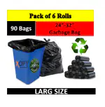 Xopy Garbage Bag Large Size 24 X 32 inch | Dustbin Bag | Trash Bag | Black Color 90 Bag Pack Of 6 Rolls