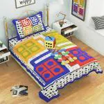 Fabture Ludo Bedsheet for single bed with 1 pillow cover, 1 dice and 16 tokens