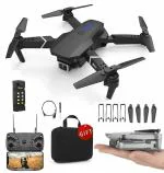 Tinsrom Foldable Remote Control Drone with Camera HD Wide Angle Lens Optical Flow Positioning with 1800Mah Battery WiFi FPV 4-Axis Camera with Dual Flash Lights