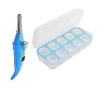 Blue Wonder Dolphine Shape Electric Gas Lighter With Solid Plastic Egg Carry Tray Holder and Multicolour, Pack of 2